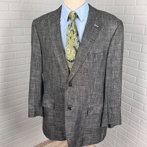 Prestige S Cohen Blazer‎ Men 44R Black White Plaid Austin Woven Bamboo Viscose
